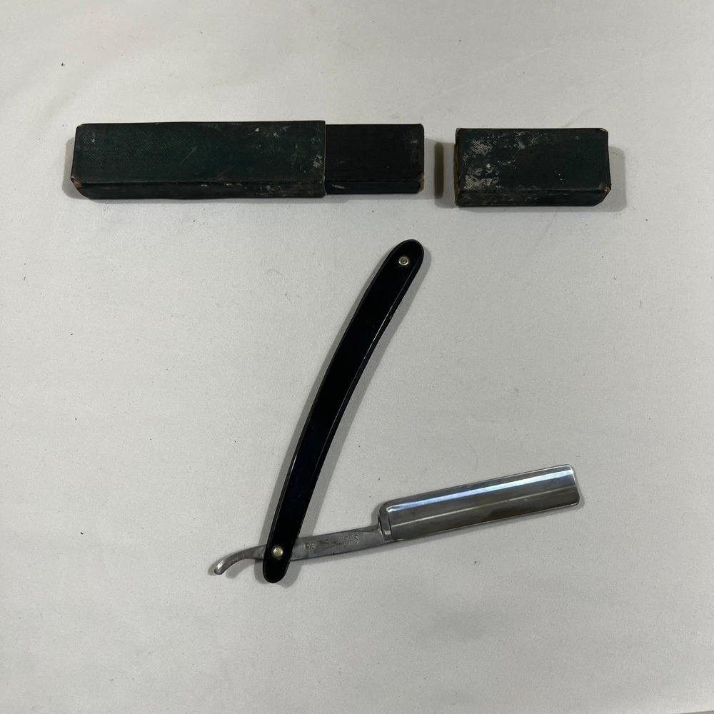 Shumate 296 Straight Razor Mens Black Vintage St Louis USA With Box